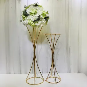 Boda Chapado en alto de Metal de oro de hierro mesa de flores para decoración de boda MESA CENTRO DE MESA