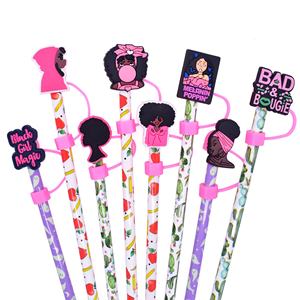 Accessoires de décoration créatifs et personnalisés pour pailles en plastique, bouchons universels souples en colle noire de 10 mm, vente en gros - Product Image 4