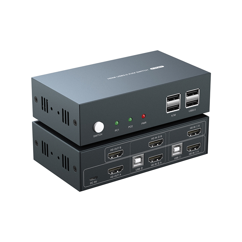 WODWIN Hochwertiger KVM Extender Video Switcher Dual Monitor 4K 30HZ KVM Switch für PC Laptop