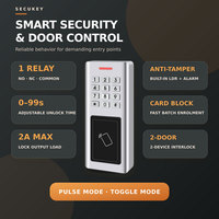 Teclado de Control de Acceso para Exteriores IP66 con Lector RFID, Entrada/Salida Wiegand, Cerradura Eléctrica, Resistente al Agua