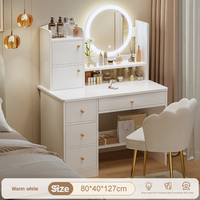 Commode/Coiffeuse moderne en bois avec miroir éclairé pour chambre à coucher – Meilleure vente