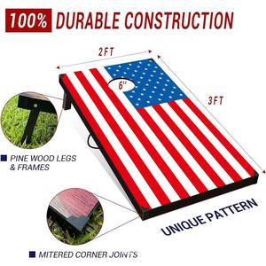 Portable Folding <b>Wooden</b> Cornhole Board American Flag Design Outdoor <b>Game</b> Set for Adults and Kids 24x48 Inch - Product Image 4