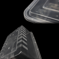 Boîte à lunch jetable en plastique PP grande capacité, anti-fuite, compatible micro-ondes, pour salades, nouilles, aliments, avec couvercle, pour la restauration et les plats à emporter