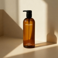 Bouteille cylindrique en PET doré mat personnalisée de 500 ml avec pompe, imprimée UV, pour shampoing, lotion, sérum et après-shampoing pour soins de la peau