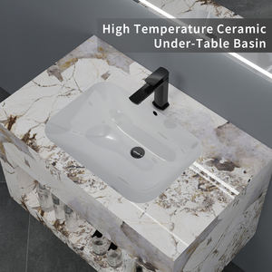 Évier en céramique à joint zéro intégré Rock Plate Luxe Minimalisme Surface solide Comptoir Salle de bain Vanité Amérique centrale et du Sud - Product Image 2