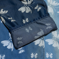 Tissu denim imprimé papillon écologique 100 % Lyocell, léger, souple et résistant à la décoloration pour filles, 300 m MOQ OEM