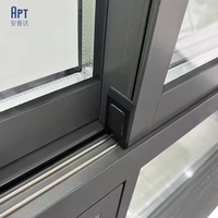 Fenêtre coulissante en alliage d'aluminium de sécurité moderne avec cadre noir en acier inoxydable antivol pour villa