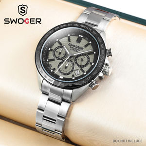 Reloj de cuarzo luminoso SWOGGER para hombre, cronógrafo multifunción, esfera de <span class=keywords><strong>minutos</strong></span> y segundos, correa de acero inoxidable, fecha, resistente al agua, BN-6009 - Product Image 3