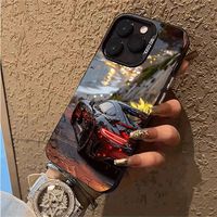 Étui de téléphone portable en TPU et PC avec impression de voiture de sport, argenté électroplaqué, pour iPhone Xr Xs 11 12 13 14 15 16 17 18 Pro Max
