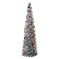 Sapin de Noël artificiel pliable de 6 pieds, paillettes rondes colorées, adapté aux rassemblements de vacances, décorations de Noël.