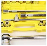 Kit de clés à douilles de 22 pièces avec cliquet, rallonges et douilles, coffret à outils portable jaune pour la réparation automobile et le bricolage