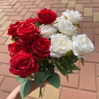 Bouquet de roses artificielles en soie rouge, prix de gros usine, pour décoration de mariage, fleurs artificielles