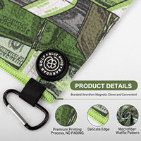 Toalla de Microfibra Magnética para Golf con Logotipo Impreso de Nuevo Diseño, Toallas de Golf de Microfibra, Toalla de Golf Verde con Diseño de Waffle y Imán