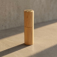 Botol Parfum Kosong Kaca Transparan Berkualitas Tinggi Mewah 15ml 30ml Portabel dengan Tutup Kayu Bambu Pendingin, Mulut Sekrup Coklat