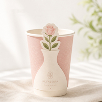 Gobelet à bulles créatif personnalisé LOKYO, 4 oz, 8 oz, 22 oz, gobelet en papier avec bouquet de fleurs 3D, gobelet à café jetable pour l'emballage des cafés