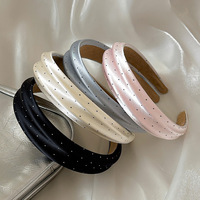 Serre-tête coréen fait main à sequins et pois, bord large, pour femme, idéal pour les fêtes, taille 13 cm, accessoire de coiffure, bandeau pour cheveux