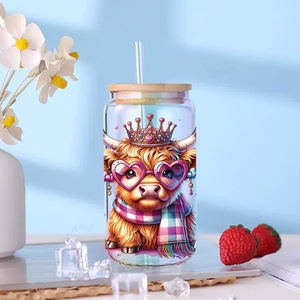 Envoltorios para Vasos de 16oz, Diseño Sweet Cowgirl, Adhesivo DTF, Besos Bovinos, Envoltorio UV DTF - Product Image 4
