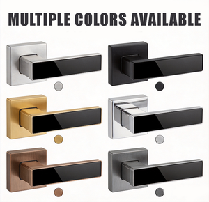 Tianyi Matte Black Satin Silver Door Handle Lever Lock <b>Square</b> Flat Bar Modern Interior Bedroom Wooden Hardware Set - Product Image 3