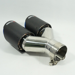 FAIZJUNBEN 車用ユニバーサルマットデュアルカーボンファイバーエキゾーストチップ バーントブルーマフラーチップ カーボンファイバーチップ カーアクセサリー - Product Image 3