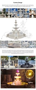 Fontaine de jardin classique européenne à deux niveaux en marbre blanc YOUFINE avec statues de poissons en bronze pour la décoration paysagère de villas et manoirs - Product Image 5