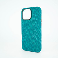 Étui de téléphone de luxe à motif serpent avec détails texturés turquoise