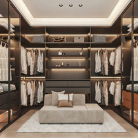 Fabricant chinois de systèmes de placards muraux modernes en bois avec portes vitrées pour chambre à coucher, armoires à vêtements et dressings sur mesure
