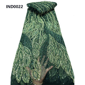 Шоку, оптовая продажа, модное вечернее платье, кружевная ткань, зеленая сетка, вышитая бисером, кружевная ткань для африканской одежды - Product Image 1