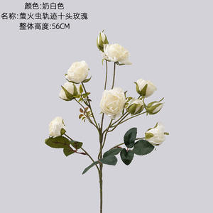 W-A0010 Nuevo Estilo <span class=keywords><strong>de</strong></span> Flor Artificial con Tacto Real, Caminos <span class=keywords><strong>de</strong></span> Luciérnagas, Rosa <span class=keywords><strong>de</strong></span> 10 Cabezas, Decoración para el Hogar y Bodas - Product Image 5