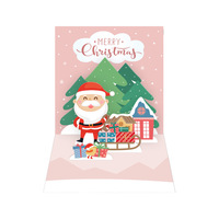 Kartu Hadiah Natal Pop Up Santa Claus Pohon Natal Kartu Ucapan Kartu Natal 3D dengan Amplop