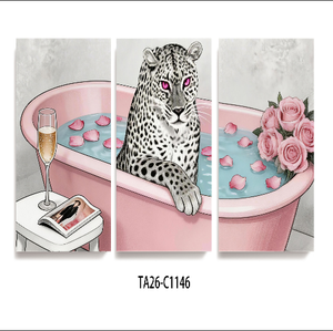 Tableau mural abstrait Glam Pink Bathtub, impression <span class=keywords><strong>sur</strong></span> toile encadrée, peinture Pop Art personnalisée pour la décoration intérieure - Product Image 3