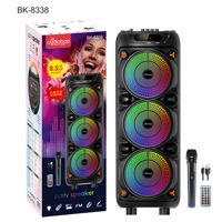 Altavoz de karaoke para exteriores de 8 pulgadas con micrófono inalámbrico, pantalla LED, radio FM, USB/tarjeta TF, TWS, para fiestas, BK-8338 Oudiobop