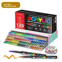 Marqueur acrylique à pointe souple liquide directe 120 couleurs, stylo de peinture pour enfants et étudiants, séchage rapide sur papier non transparent, modèle