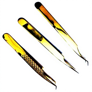 Pinzas para Pestañas ASAP de Acero Inoxidable Color Oro Rosa, Punta Inclinada de 45 Grados, Mini Pinzas con Punta Serrada para Pestañas Postizas ABP-1406 10mm - Product Image 1