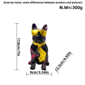 Ornements en résine faits à la main, colorés, motif bouledogue <span class=keywords><strong>français</strong></span>, décoration de bureau, salon, Nouvel An, Thanksgiving, vente en gros - Product Image 5