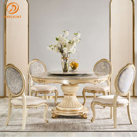 Ensemble table à manger ronde de luxe 12 places en marbre design en métal