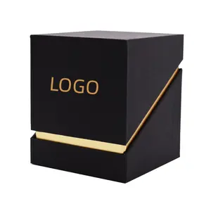 Caja de velas de cartón de lujo personalizada, tubo de papel rígido redondo con acabado mate de aluminio, protección UV para paquete de regalo en relieve