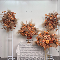 Centre de table floral artificiel automne orange brûlé et marron, arrangement de roses en soie pour mariage, événement ou fête
