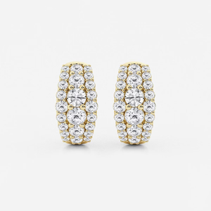 Boucles d'oreilles créoles Huggie à trois rangs avec diamants de laboratoire ronds de 1,5 carats, élégantes et étincelantes, pour femme, bijoux fins - Product Image 5