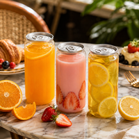 Transparante PET drankenblikje met verzegelde deksel, 250ml 330ml Wegwerpverpakking voor thee en fruitsap