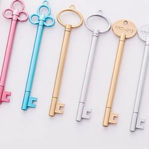 Novelty Student Retro Key Shape Banner Plastic <b>Ballpoint</b> <b>Pen</b> 0.5mm Black/Blue Ink Non-Erasable Silk Print/Laser - Product Image 2