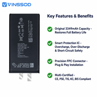 Batterie de remplacement pour iPhone 15, 3349 mAh, 3,876 V, batterie Li-ion, accessoires de réparation de téléphone, vente en gros, usine