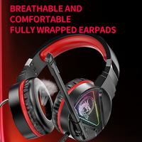 Casque de jeu filaire USB avec suppression du bruit, RGB, stéréo, pour PS4, Xbox One, PC, avec micro, logo personnalisé LED
