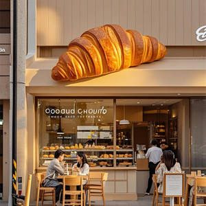Façade de boulangerie T003 ornée de croissants en fibre de verre, sculpture de porte de magasin confortable, décoration d'art de loisirs, statue en forme de pain - Product Image 5