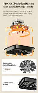 Mijia N1 Airfryer, 5L Pencereli Kapı ve Dokunmatik Ekran Kontrolleri, Fırınlama, Isıtma, Kızartma, Görsel Fransız Kapılı Çok Fonksiyonlu Air Fryer Fırın - Product Image 3