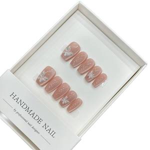 Nuevo estilo dulce diseño <span class=keywords><strong>rosa</strong></span> claro <span class=keywords><strong>plata</strong></span> ataúd <span class=keywords><strong>palo</strong></span> en <span class=keywords><strong>uñas</strong></span> cola de pez perla pintada a mano Prensa en <span class=keywords><strong>uñas</strong></span> postizas - Product Image 5