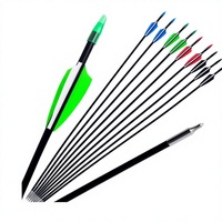 Flèches en fibre de verre personnalisées HUANTU de 7 mm avec pointe en acier et plumes en plastique, 28-32 pouces, pour la pratique du tir à l'arc recurve et composé