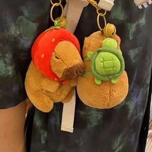 Sombrero de fresa Capybara juguete de peluche simulación tortuga mochila <span class=keywords><strong>Capibara</strong></span> animales de peluche juguetes llavero Papa mano círculo anillo muñeca - Product Image 4