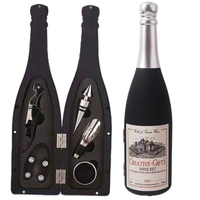 Ensemble d'ouvre-bouteilles en forme de bouteille de Bourgogne, coffret cadeau en acier inoxydable avec tire-bouchon, coupe-capsule, verseur, bouchon, écologique UUHOM Lfgb