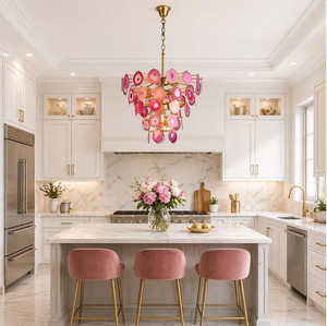 Luxury Pink Agate Sputnik Chandelier 8 Light Mid Century Modern Pendant Ceiling <b>Lamp</b> <b>for</b> Dining Room Kitchen <b>Bedroom</b> - Product Image 1