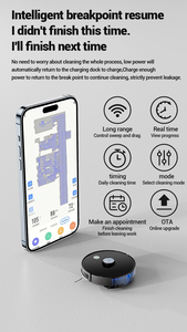 روبوت تنظيف مجاري الهواء لاسلكي للتنظيف الرطب والجاف مع شحن تلقائي لعام 2025، يعمل بتطبيق تويا واي فاي، مناسب للسجاد والأرضيات الصلبة - Product Image 6